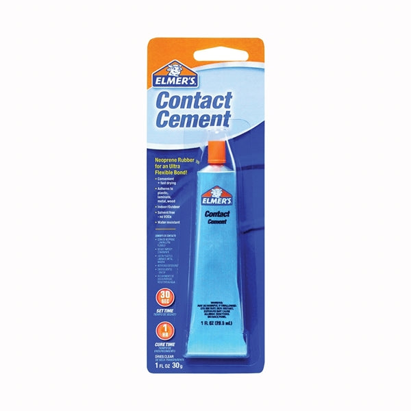 Elmers E1014 Contact Cement, Liquid, Naphtha, Clear, 1 oz Tube