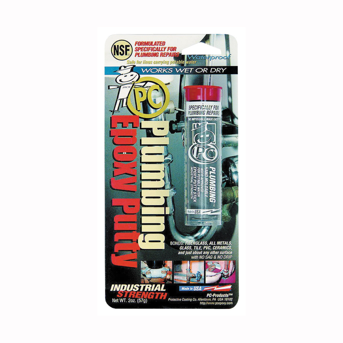 PROTECTIVE COATING PC-Plumbing Series 025598 2-Part Epoxy Putty, Solid, Gray, 2 oz