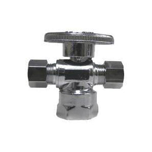 Plumb Pak PP20127LF/PBWT113 Shut-Off Valve, 1/2 x 3/8 x 3/8 in Connection, FIP x Compression x Compression, Brass Body