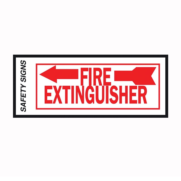 HY-KO FE-2L Safety Sign, Fire Extinguisher Left Arrow, Red Legend, Vinyl, 10 in W x 4 in H Dimensions