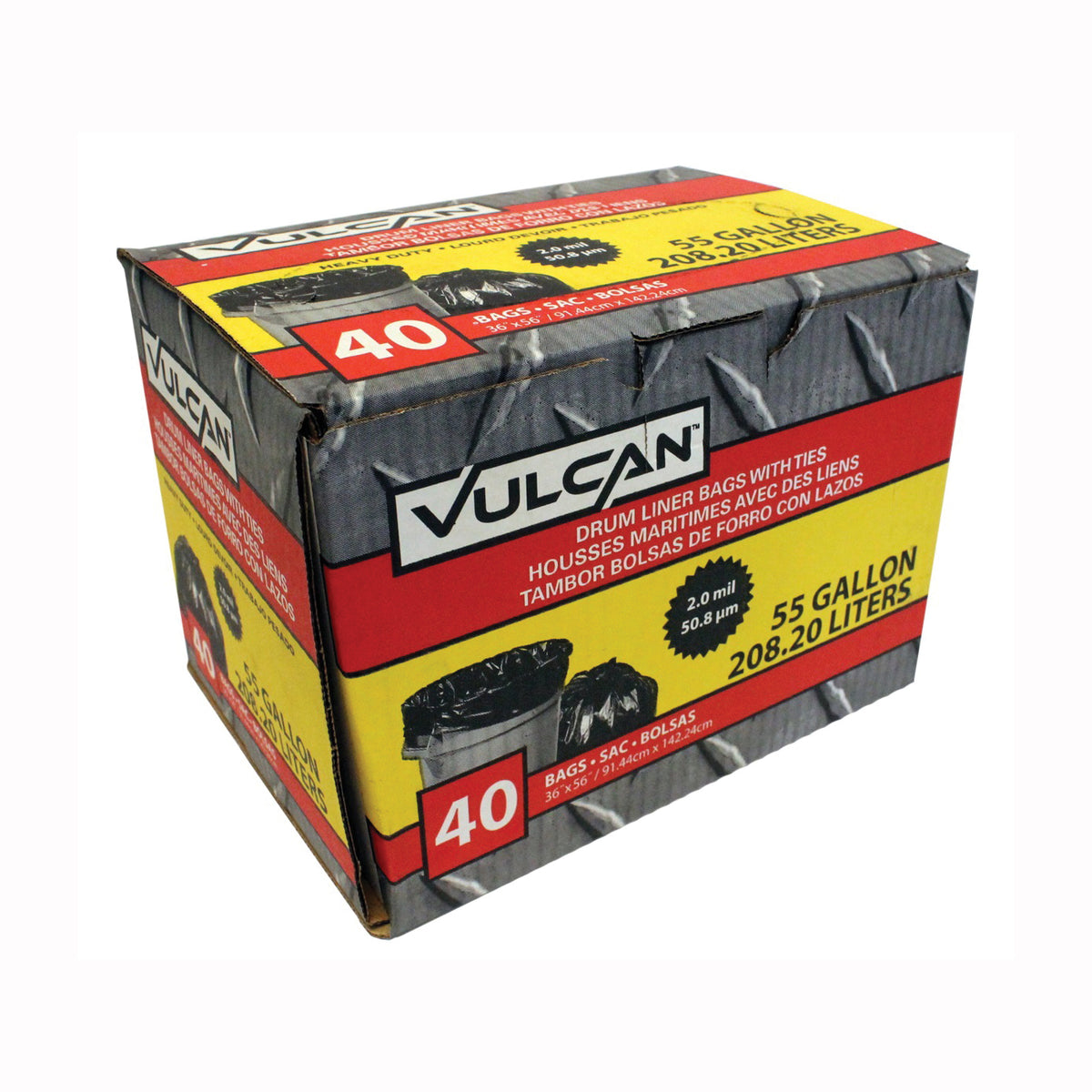 Vulcan FG-03812-10A Drum Liner, 55 gal Capacity, Poly, Black