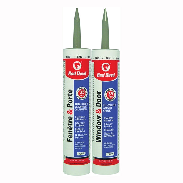 Red Devil 00129CA Siliconized Acrylic Caulk, Gray, 10.1 oz Cartridge