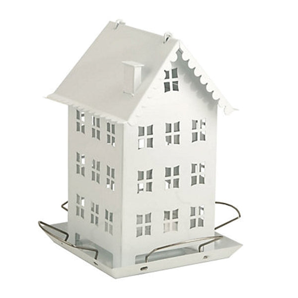 Perky-Pet WFH001 Bird Feeder, Farmhouse, Sunflower, 4-Port/Perch, Metal, White, 10 in H