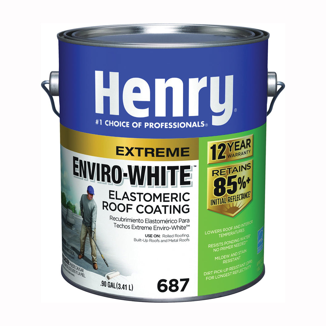 Henry HE687046 Elastomeric Roof Coating, White, 0.9 gal Can, Cream