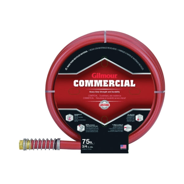 Gilmour 25-34075 Garden Hose, 75 ft L, Rubber/Vinyl, Red
