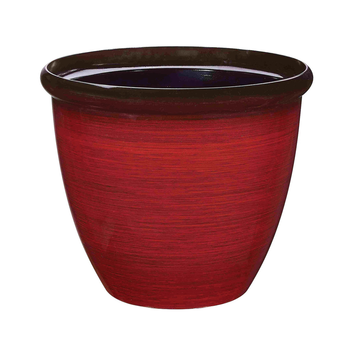 Landscapers Select Planter, 15 in Dia, Round, Resin, Red Brushed Finish
