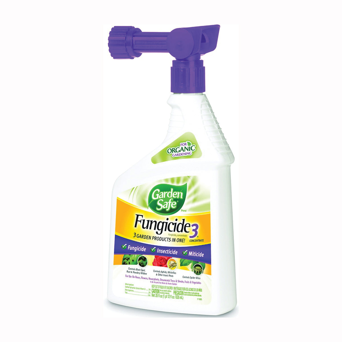 Garden Safe Fungicide3 HG-83197 Fungicide, Liquid, Citrus, Garlic, Brown, 28 fl-oz