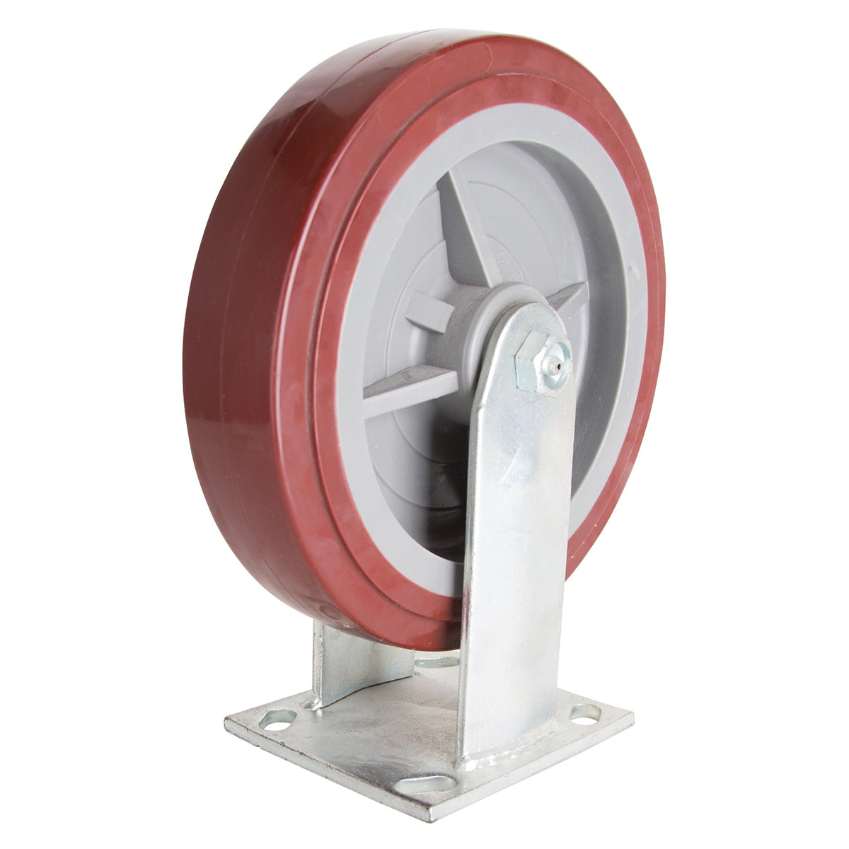 ProSource JC-P07 Rigid Caster, 8 in Dia Wheel, 2 in W Wheel, PU Wheel, Red, 750 lb, Steel Housing Material