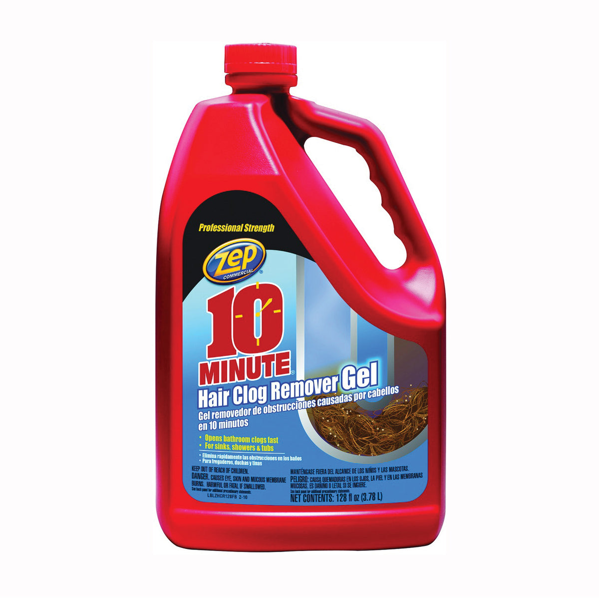 Zep ZHCR128NG Clog Remover, Liquid, Light Yellow, Slight Chlorine, 1 gal Bottle