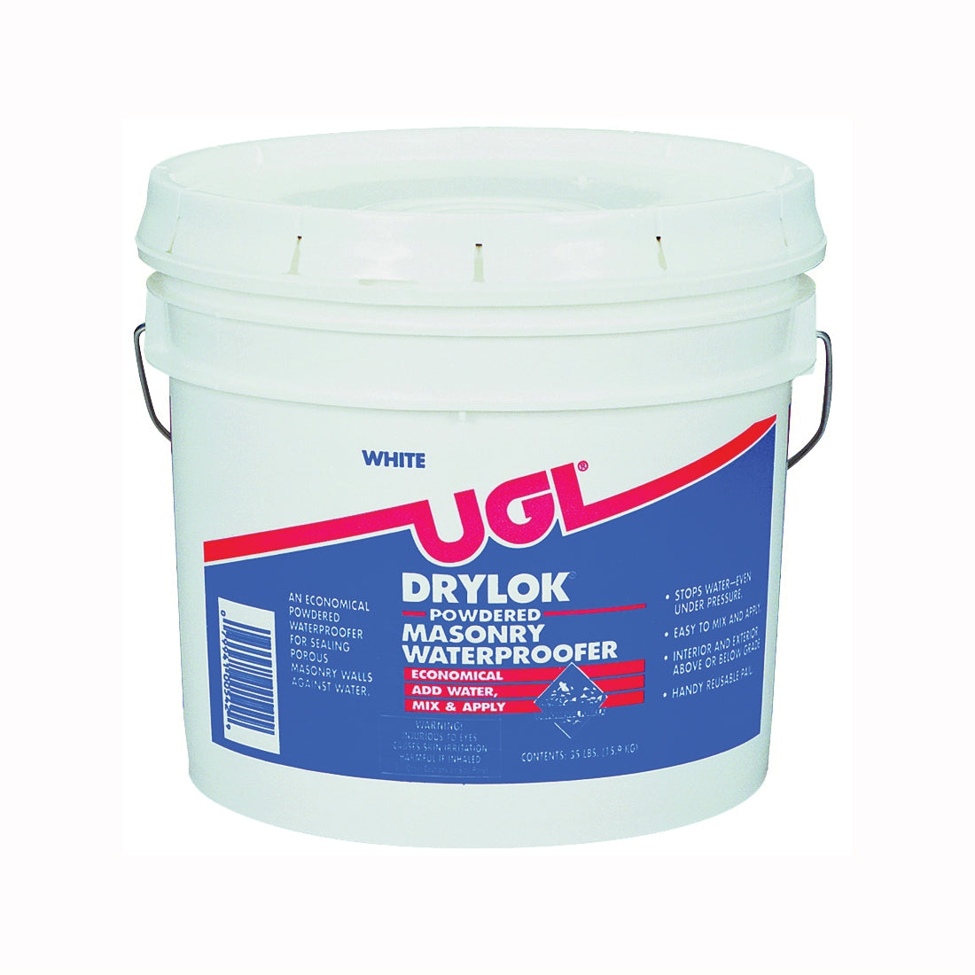UGL DRYLOK 00542 Powder Waterproofer, White, Powder, 35 lb Pail