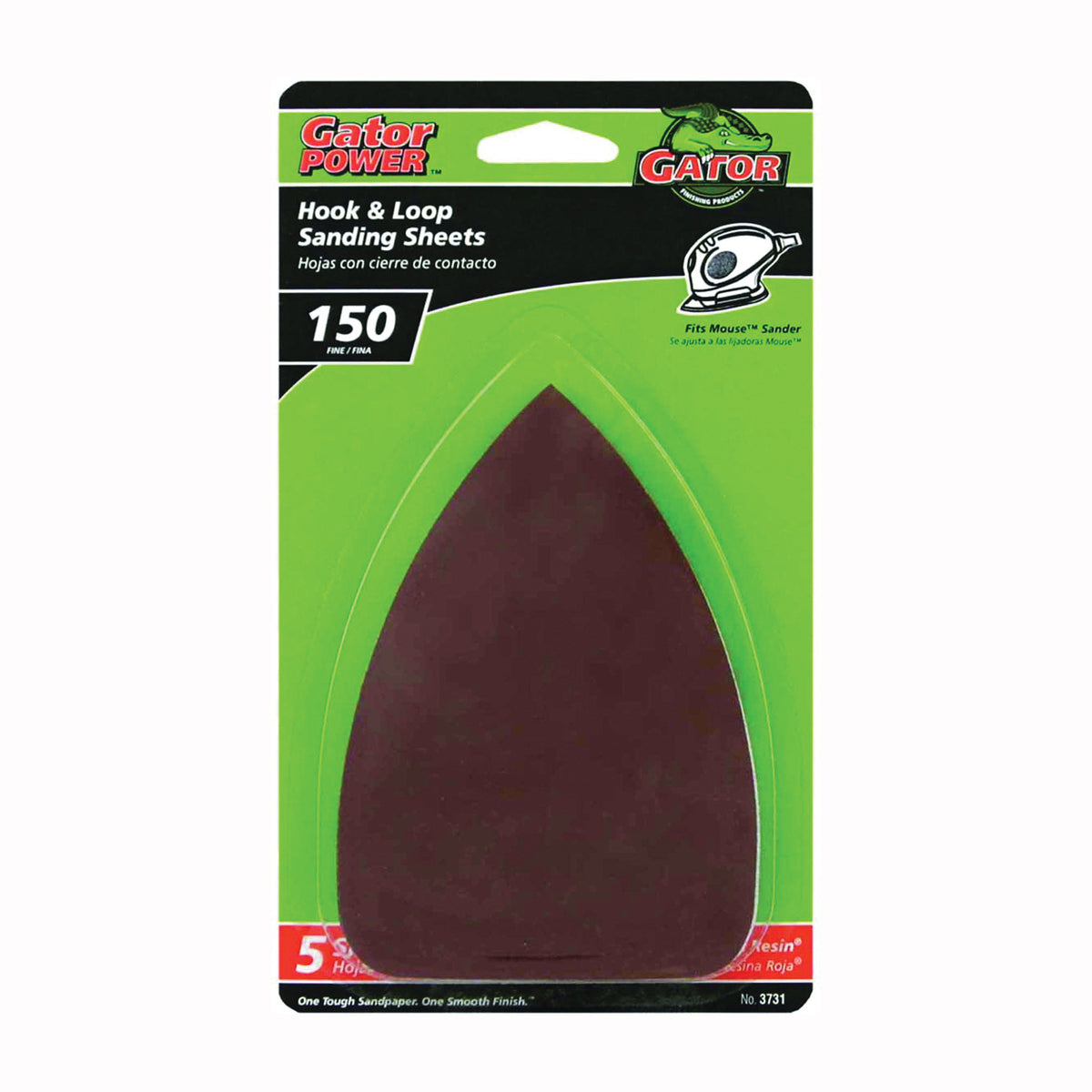 Gator 3731 Sanding Sheet, 3-1/2 in W, 5 in L, 150 Grit, Fine, Aluminum Oxide Abrasive, Paper Backing
