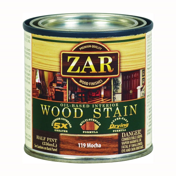 ZAR 11906 Wood Stain, Mocha, Liquid, 0.5 pt, Can