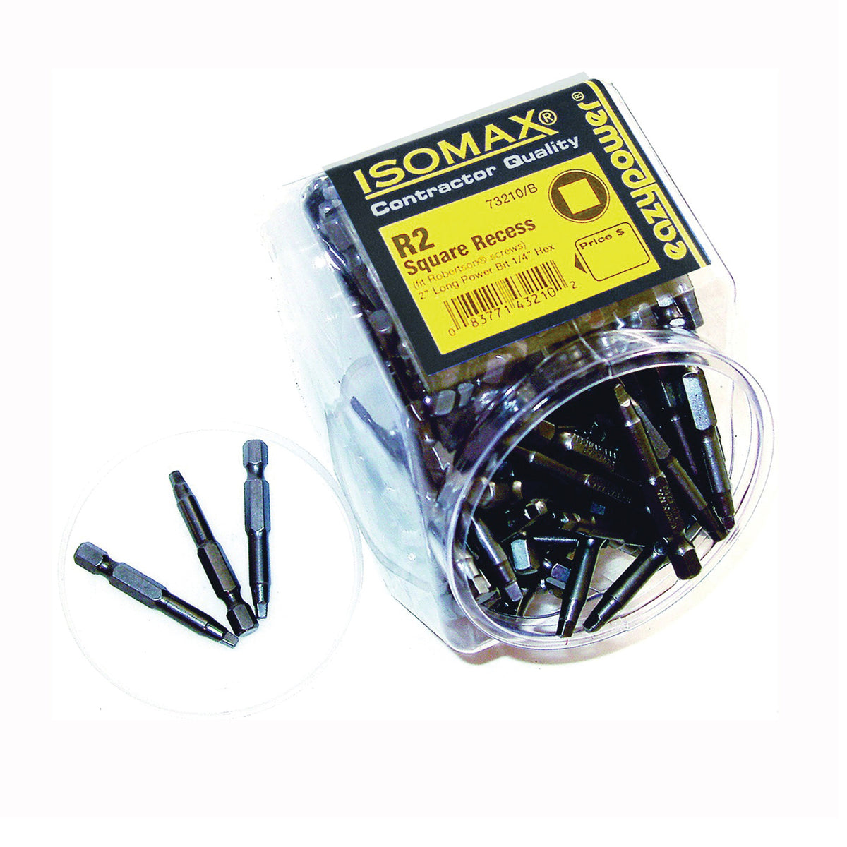 EAZYPOWER 002105 Insert Bit, #2 Drive, Square Drive, 1/4 in Shank, Hex Shank, 2 in L