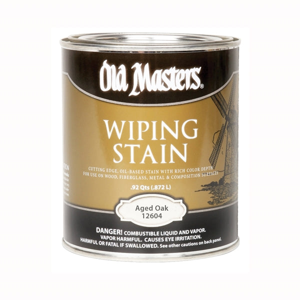 Old Masters 12604 Wiping Stain, Aged Oak, Liquid, 1 qt, Can