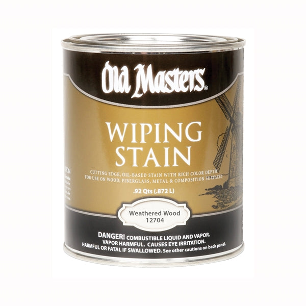 Old Masters 12704 Wiping Stain, Weathered Wood, Liquid, 1 qt, Can