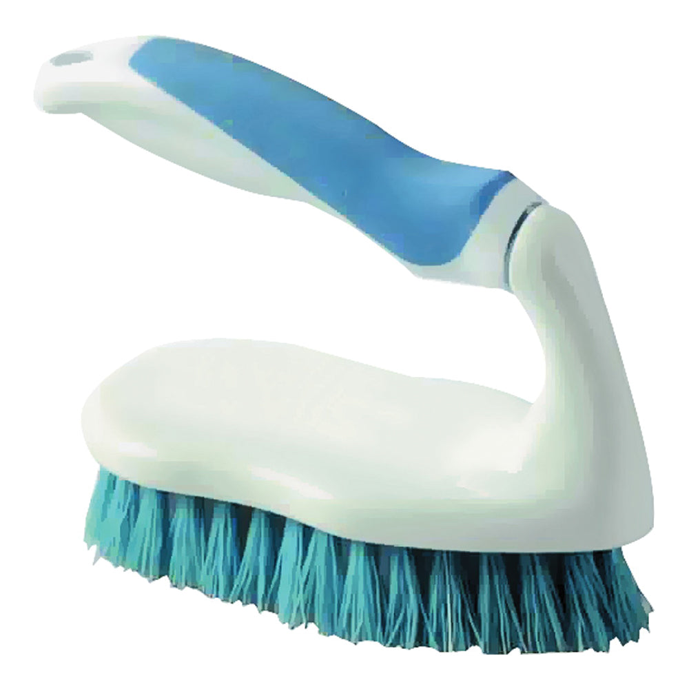 Simple Spaces YB32273L Scrubber Brush, 1 in L Trim, PP/PVC Bristle, Blue/White Bristle, 2-1/4 in W Brush