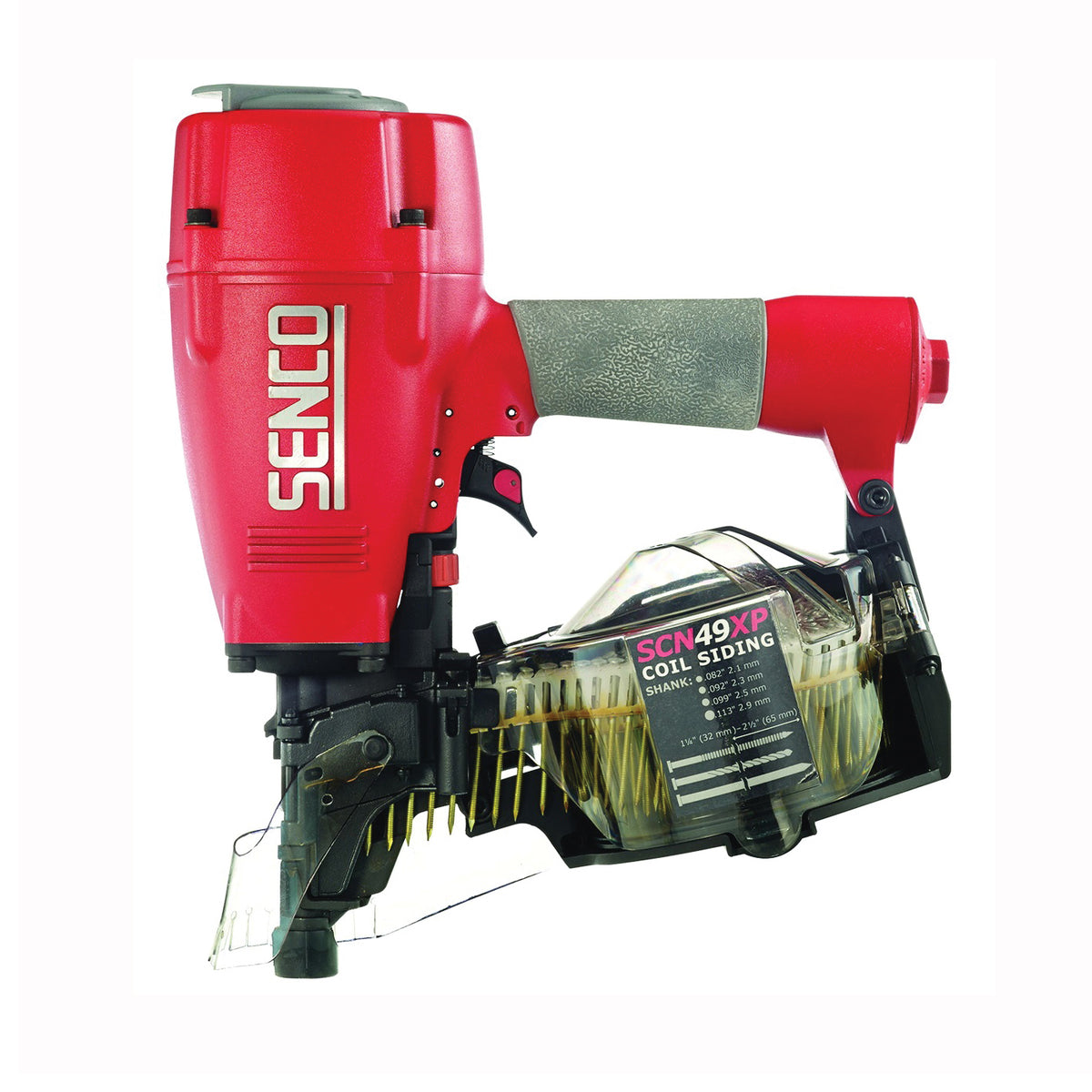 SENCO 5J0001N Coil Nailer, 250 to 375 Magazine, 15 deg Collation, Plastic Strip Collation, 3.9 scfm Air