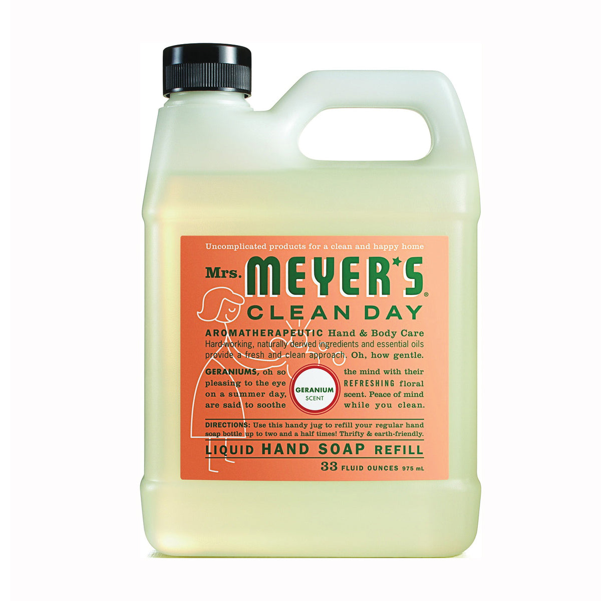 Mrs. Meyer&#39;s 13163 Hand Soap, Liquid, Geranium, 33 oz Jug