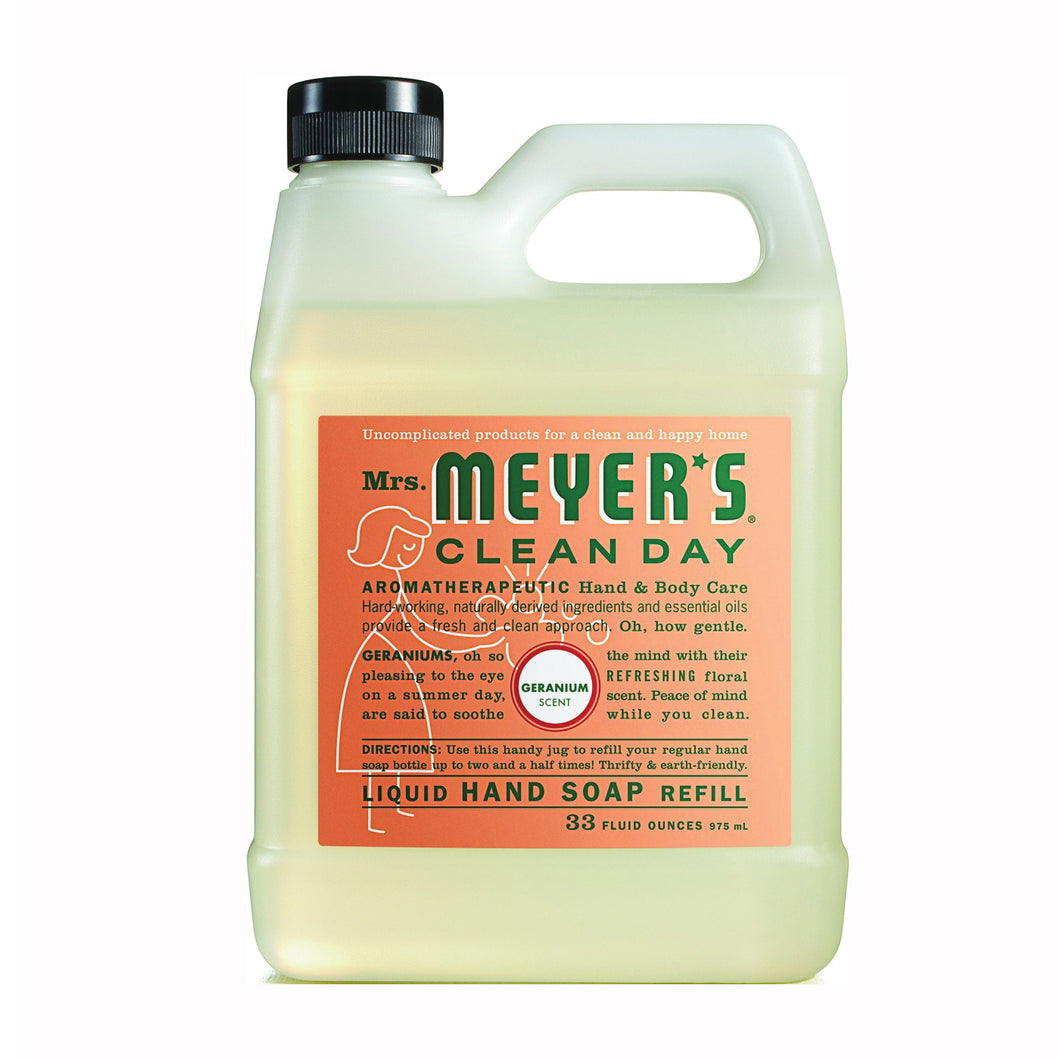 Mrs. Meyer's 13163 Hand Soap, Liquid, Geranium, 33 oz Jug