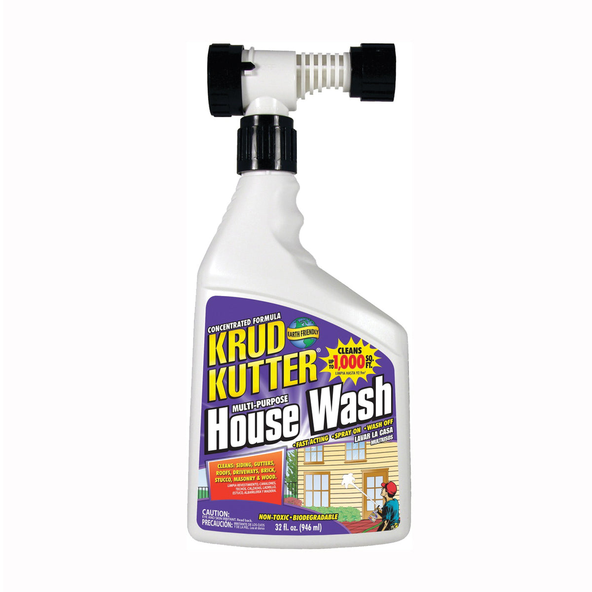 KRUD KUTTER HW32H/4 House Wash Cleaner, 32 oz Can, Liquid, Mild