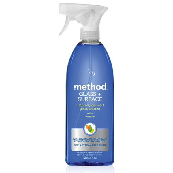 method 3 Glass and Surface Cleaner, 28 oz Bottle, Liquid, Mint