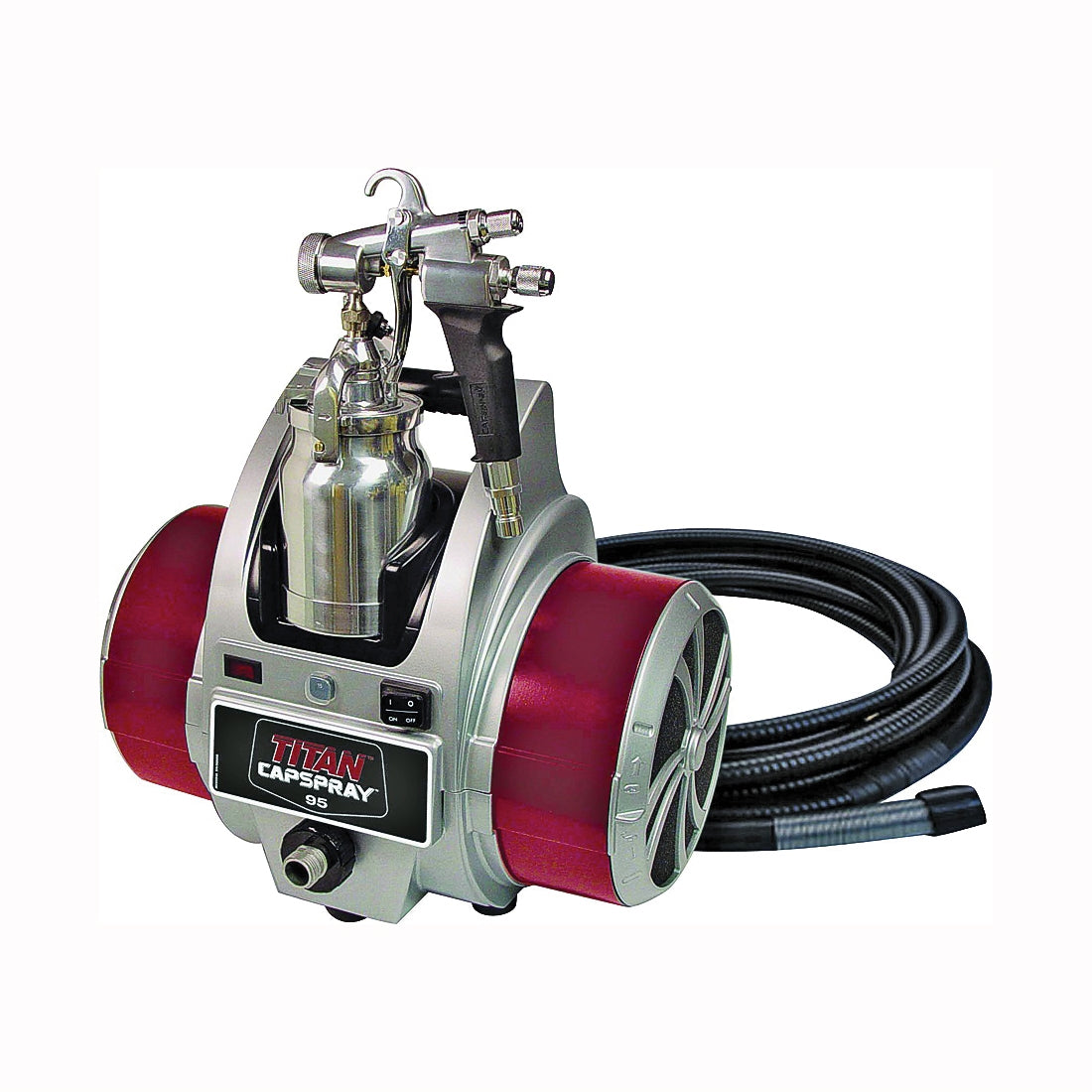 Titan 0524032 HVLP Paint Sprayer, 120 VAC, 13.8 A, 1 qt Tank, 0.051 in Nozzle, 12 in Pattern, 30 ft L Hose