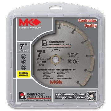 MK 167011 Saw Blade, 4 in Dia, 7/8 to 5/8 in Arbor, Diamond Cutting Edge, Segmented Rim