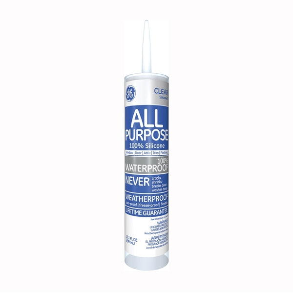 GE Silicone I GE012A Silicone Caulk, Clear, 10.1 oz Cartridge