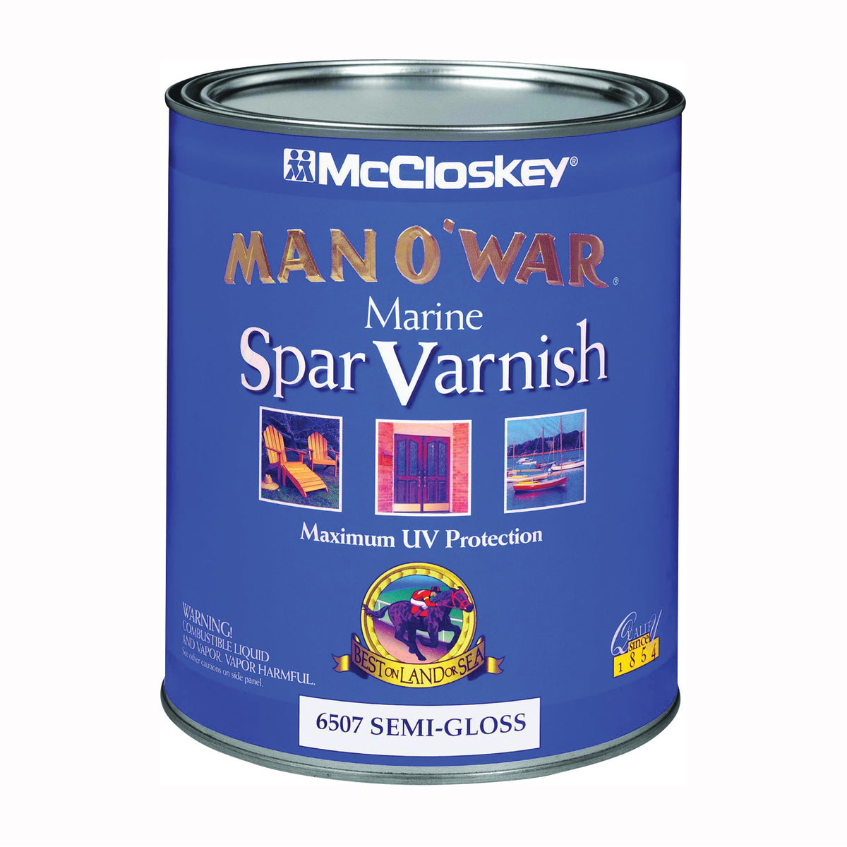 McCloskey Man O&#39; War 080.0006507.005 Marine Spar Varnish, Semi-Gloss, Clear, Liquid, 1 qt