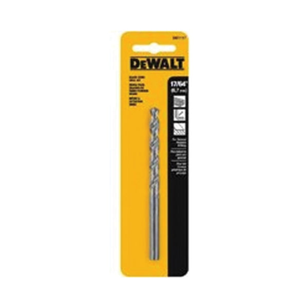 DeWALT DW1117 Jobber Drill Bit, 17/64 in Dia, 4-1/8 in OAL, Parabolic Flute, 17/64 in Dia Shank, Round Shank