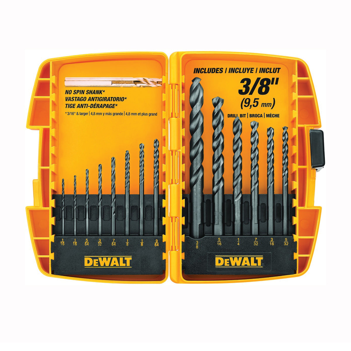 DeWALT DW1162 Drill Bit Set, 14-Piece, Steel, Black Oxide