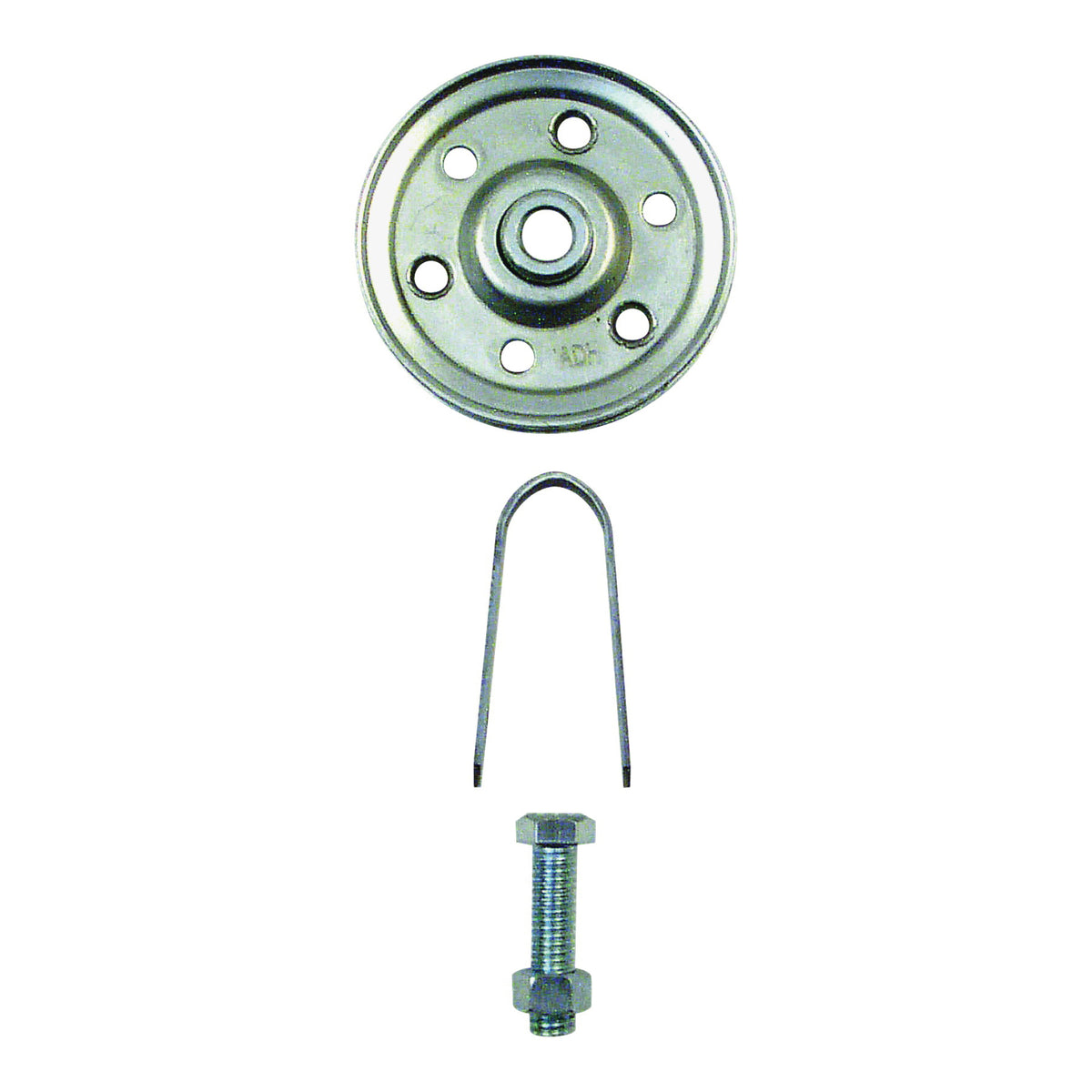 Prime-Line GD 52109 Pulley with Strap and Axle Bolt, 3 in Dia, 5/16 in Dia Bore, Galvanized Steel