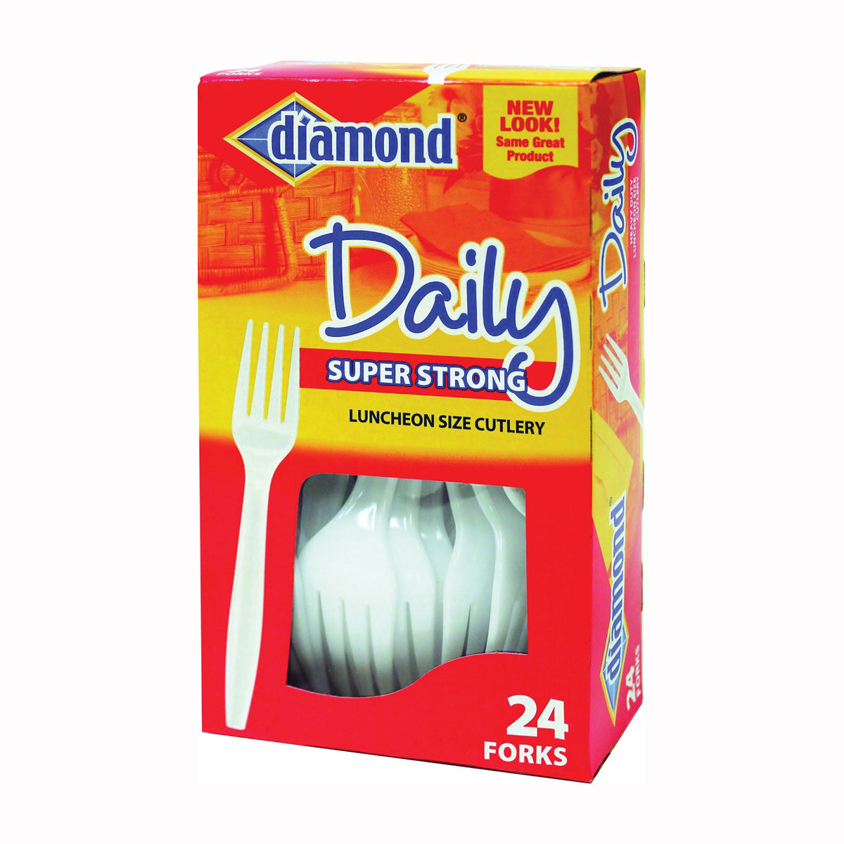 diamond 00047 Dinnerware Fork Set, Polystyrene, White