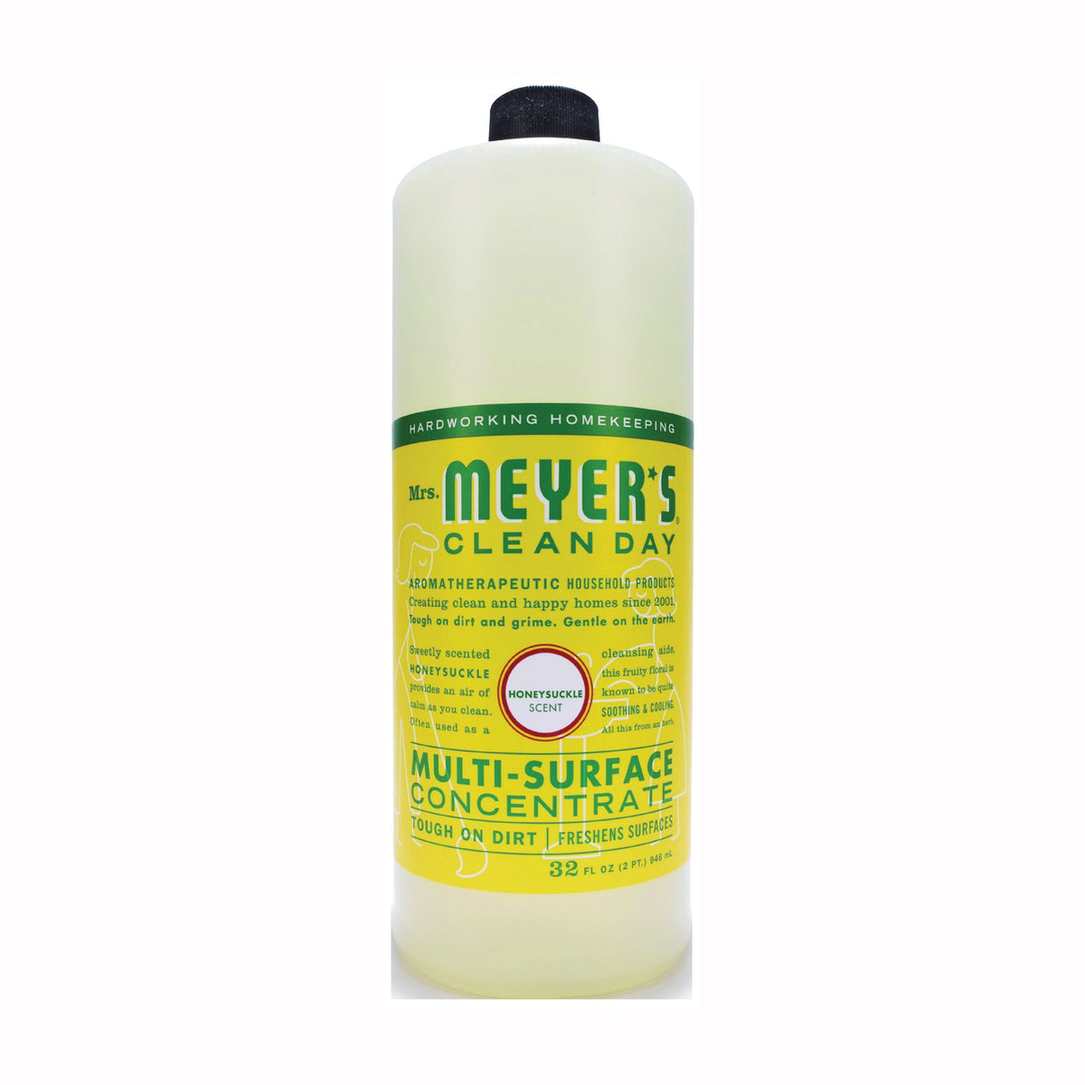 Mrs. Meyer's Clean Day 17540 Cleaner Concentrate, 32 oz Bottle, Honeysuckle