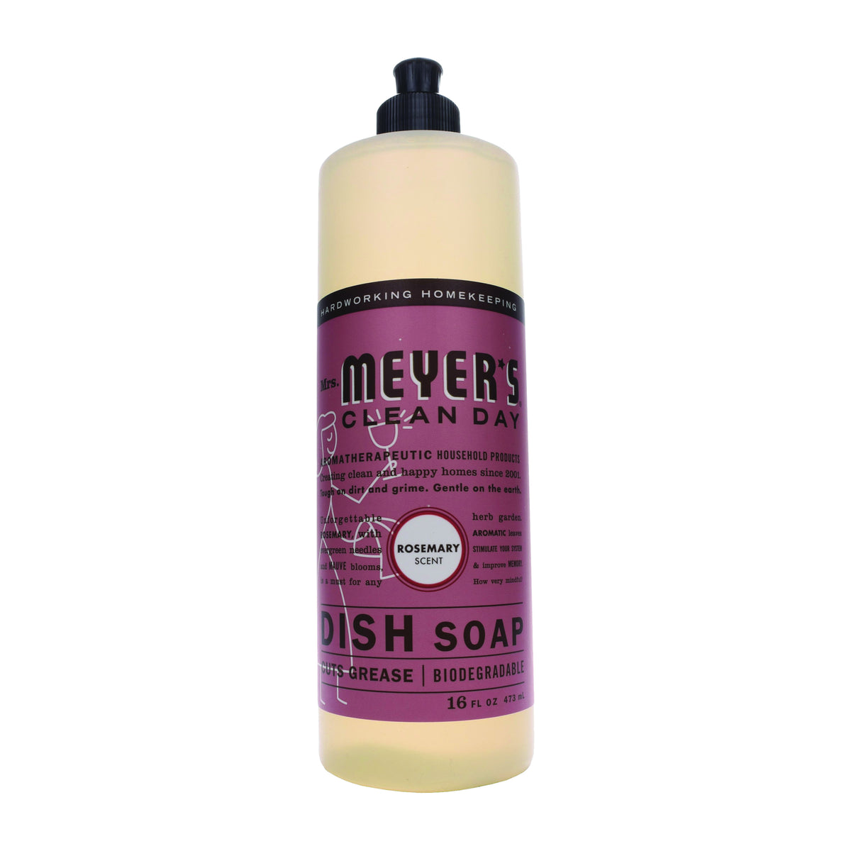 Mrs. Meyer&#39;s 17451 Dish Soap, 16 oz, Liquid, Rosemary, Colorless