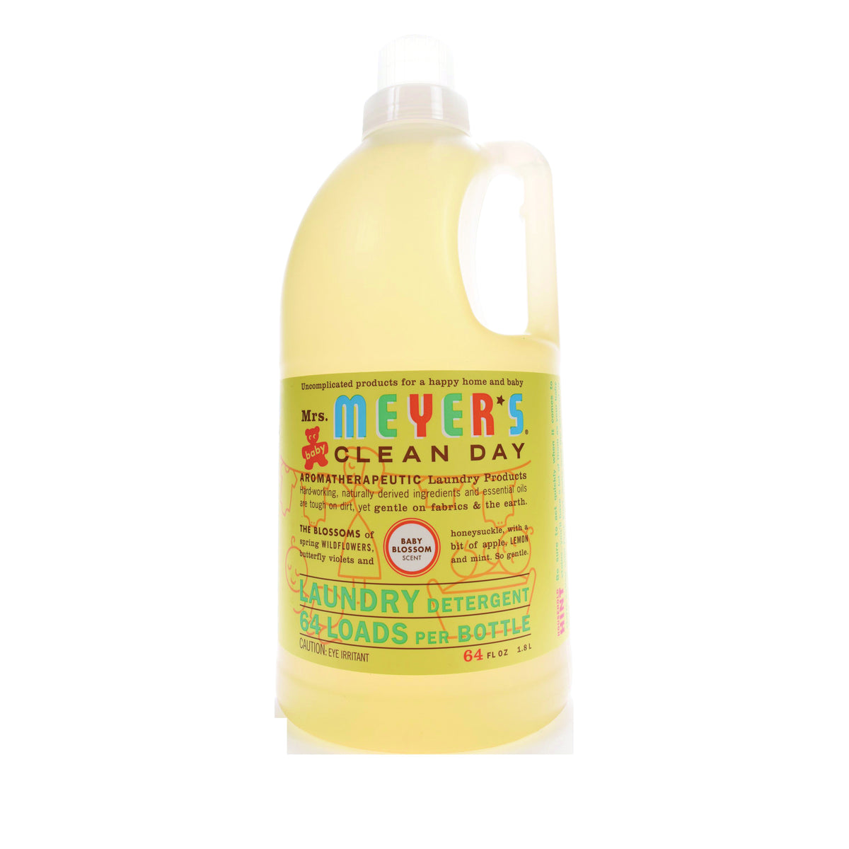 Mrs. Meyer's Clean Day 17511 Laundry Detergent, 64 oz Bottle, Liquid, Baby Blossom