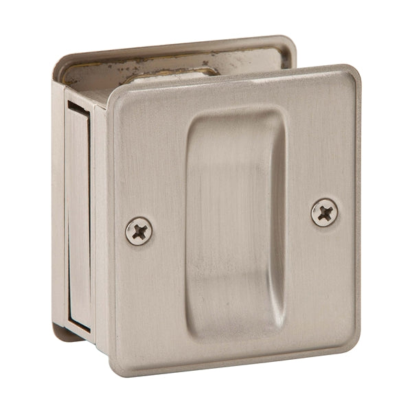 Schlage SC990B-619 Pocket Door Pull, 2-1/2 in W, 2-3/4 in H, Brass, Satin Nickel