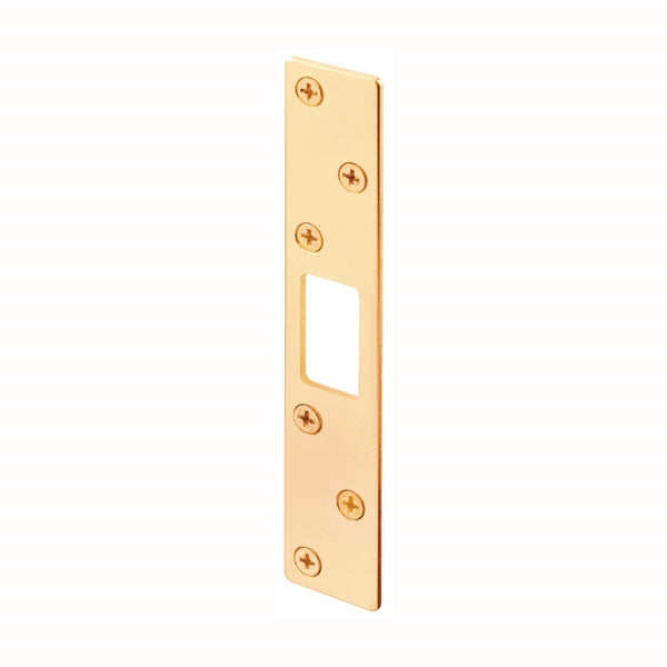 Defender Security U 9535 Deadbolt Strike, 5-7/8 in L, 1-1/8 in W, Steel, Brass