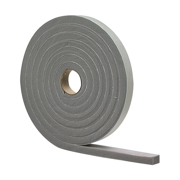M-D 02253 Foam Tape, 3/8 in W, 17 ft L, 3/16 in Thick, PVC, Gray