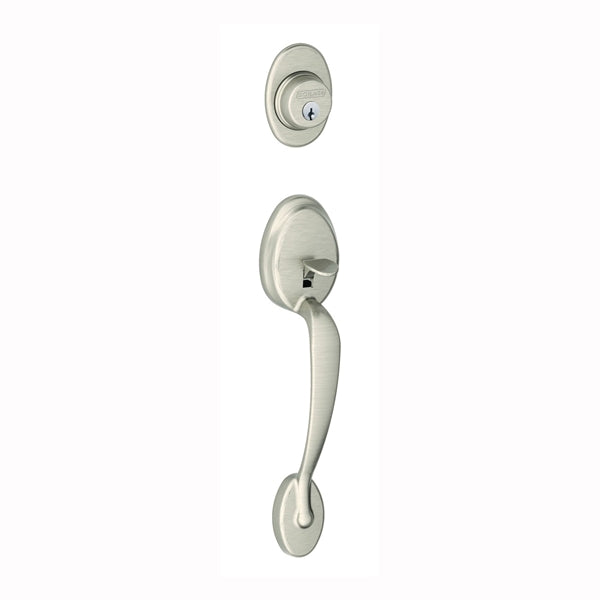 Schlage Plymouth Series F58PLY619 Handleset, Keyed Different Key, Solid Brass, Satin Nickel, 2-3/8 x 2-3/4 in Backset