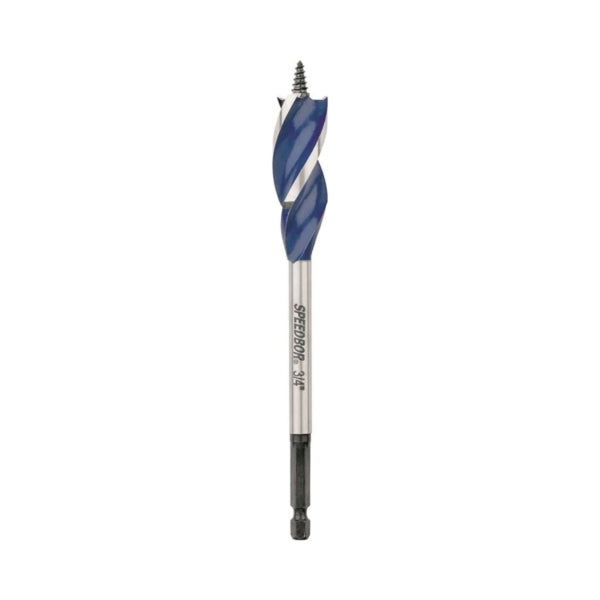 IRWIN SPEEDBOR 3041004 Auger Boring Bit, 3/4 in Dia, 6 in OAL, Tapered Flute, 3-Flute, 1/4 in Dia Shank
