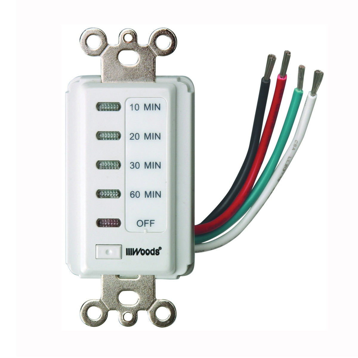 Woods 59008 Countdown Timer, 15 A, 120 V, 1800 W, 10, 20, 30, 60 min Off Time Setting, White