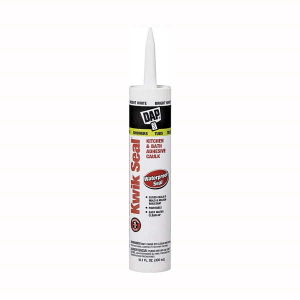 DAP KWIK SEAL 18032 Adhesive Caulk, White, -20 to 150 deg F, 10.1 oz Cartridge