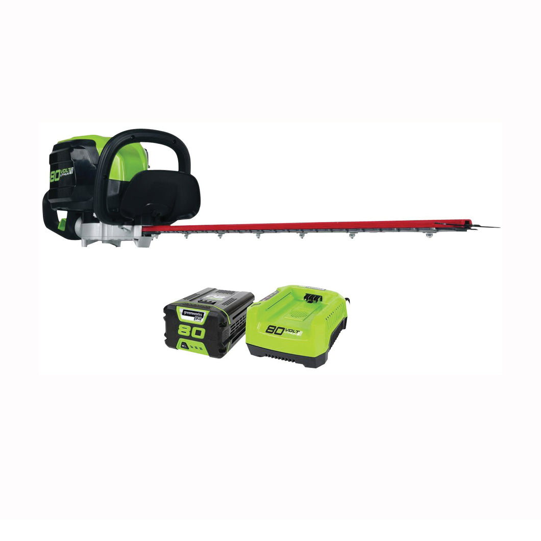 Greenworks 22372 Hedge Trimmer, 80 V Battery, Lithium-Ion Battery, 3/4 in Cutting Capacity, 26 in L Blade
