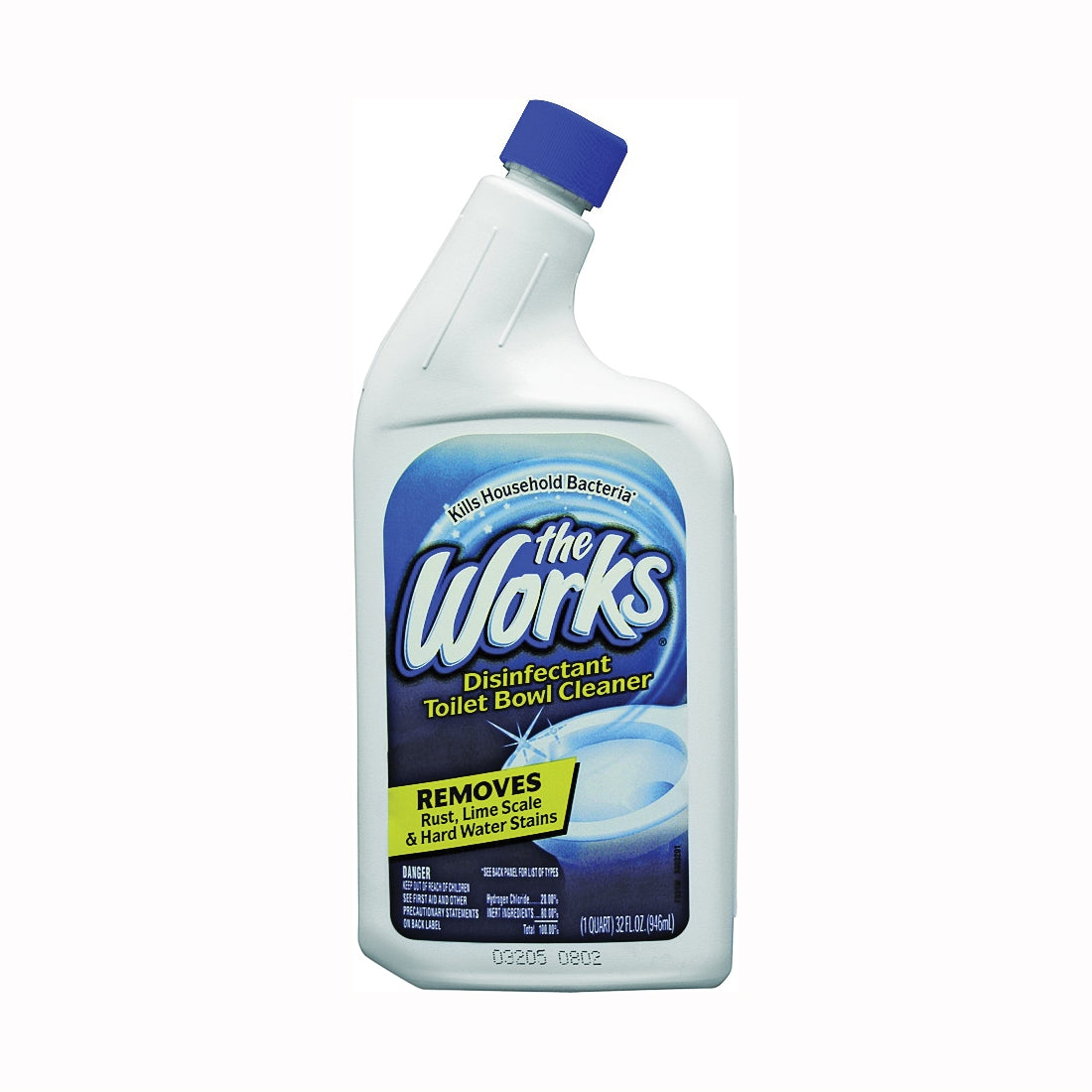 The Works 33310WK Toilet Bowl Cleaner, 32 oz Bottle, Liquid, Mint, Blue