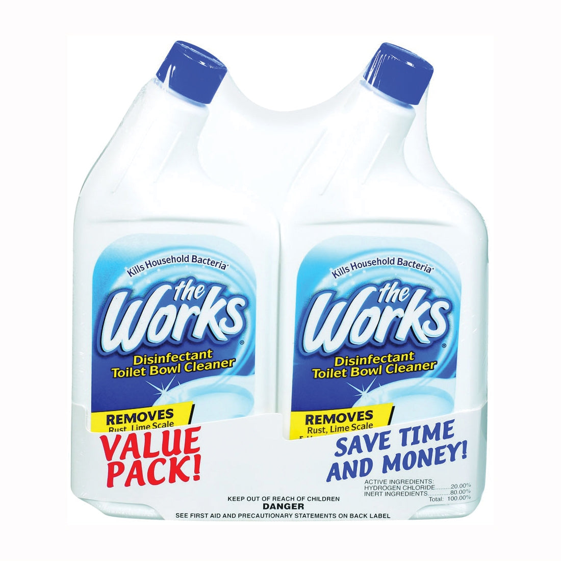 The Works 33302WK Toilet Bowl Cleaner, 32 oz, Liquid, Mint, Blue