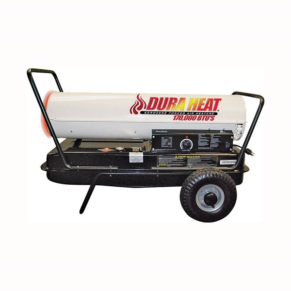 Dura Heat DFA180CV Kero Forced Air Heater, 13 gal Fuel Tank, Kerosene, 140000/180000 Btu, White