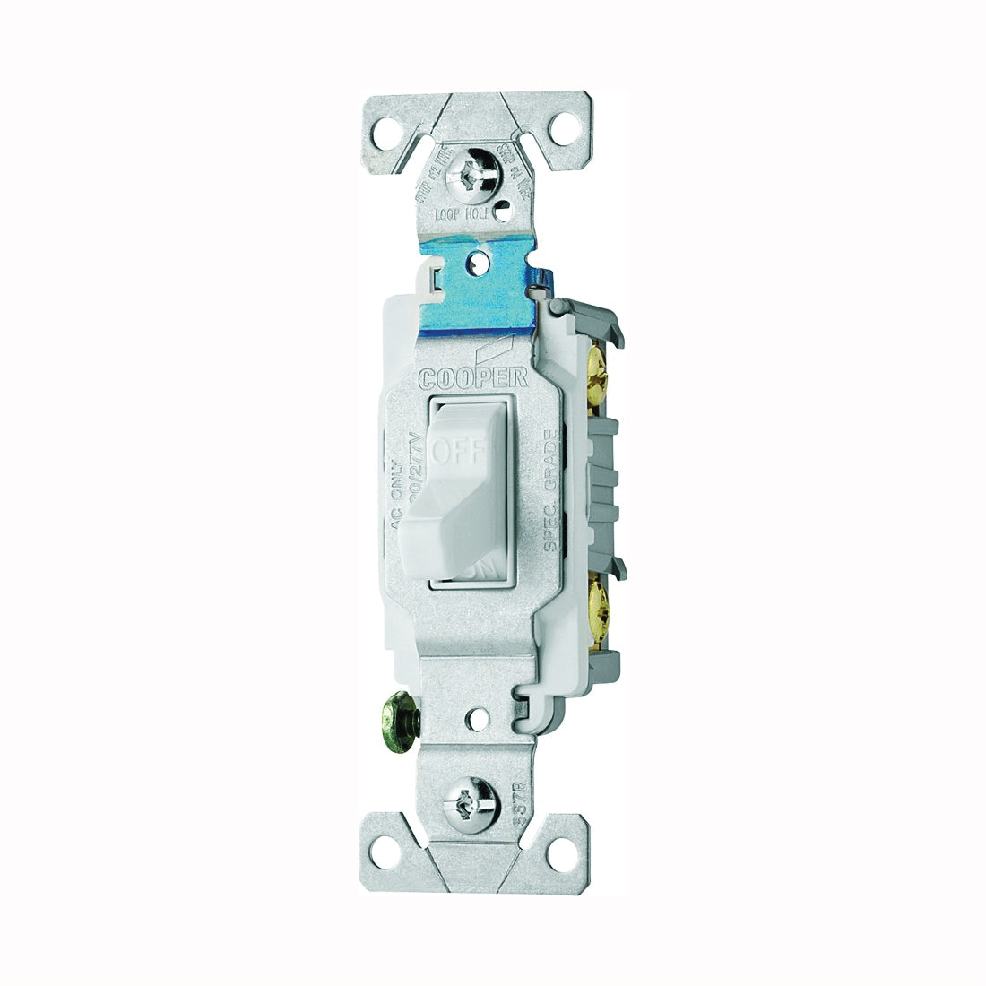 Eaton Wiring Devices CS115W Toggle Switch, 15 A, 120/277 V, Screw Terminal, Nylon Housing Material, White