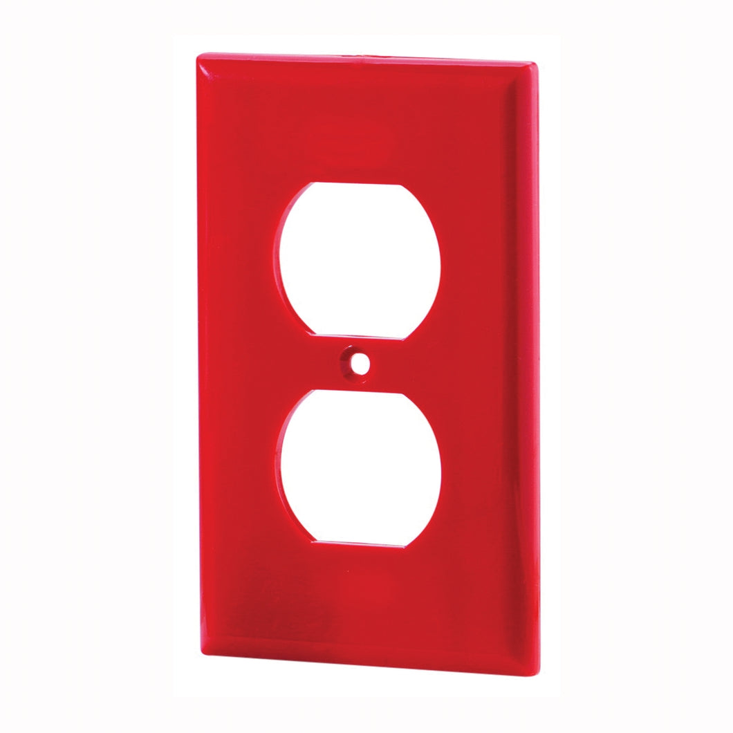 Eaton Wiring Devices 5132RD-BOX Receptacle Wallplate, 4-1/2 in L, 2-3/4 in W, 1 -Gang, Nylon, Red, High-Gloss