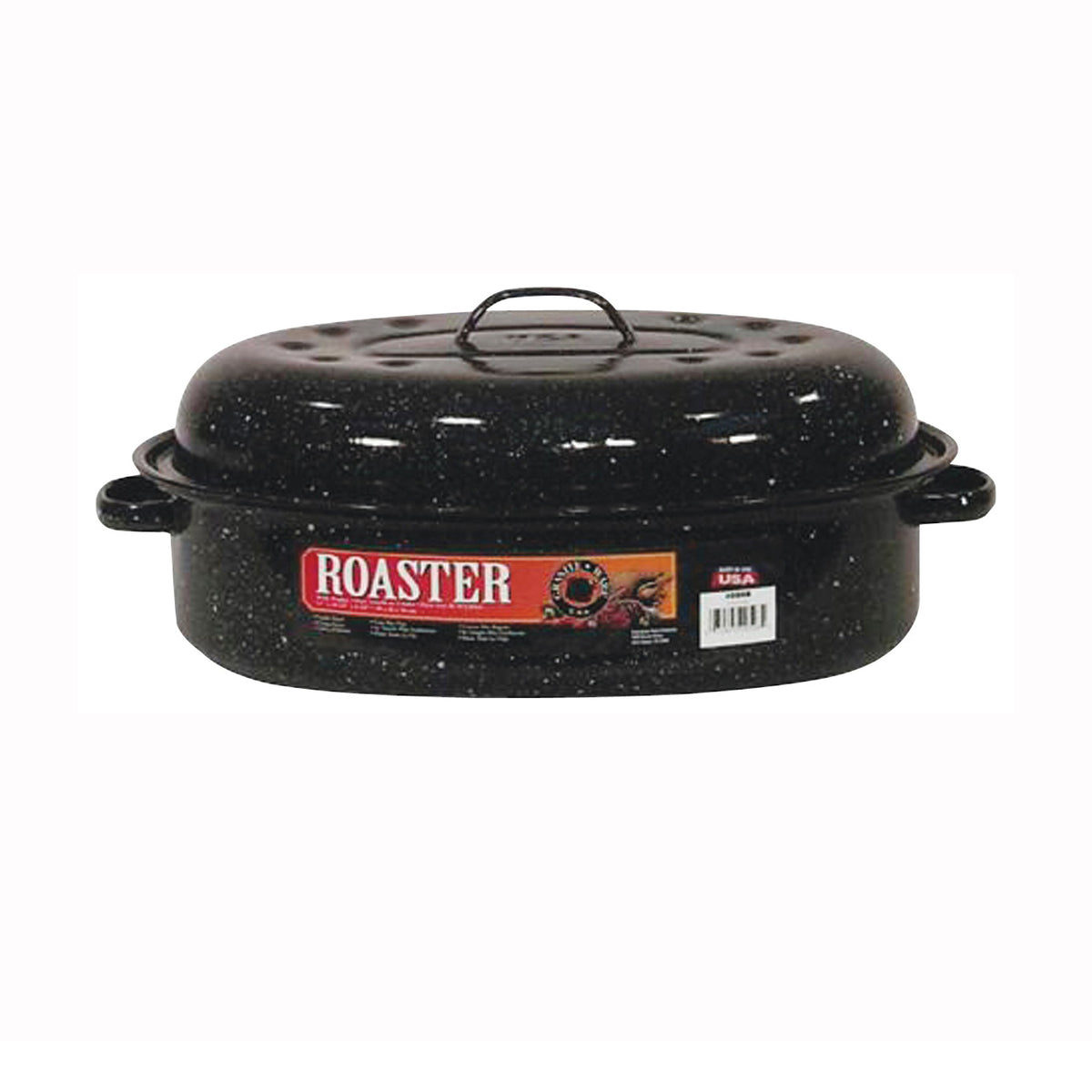 Granite Ware F0508-2 Roaster, 10 lb Capacity, Porcelain/Steel, Black, Dark Enamel, 15 in L, 10 in W, 6-1/4 in H